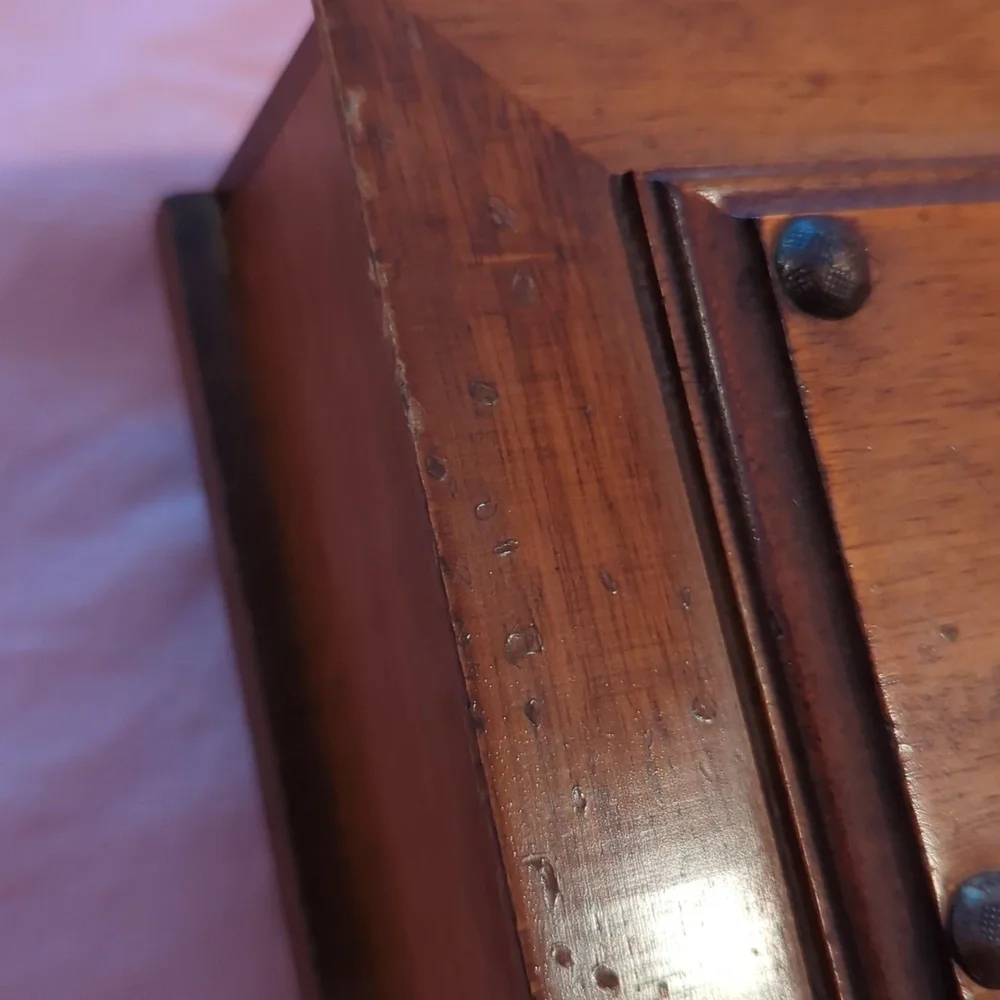 Vintage S. Sper Bijou Wooden Jewelry Box with Family Crest